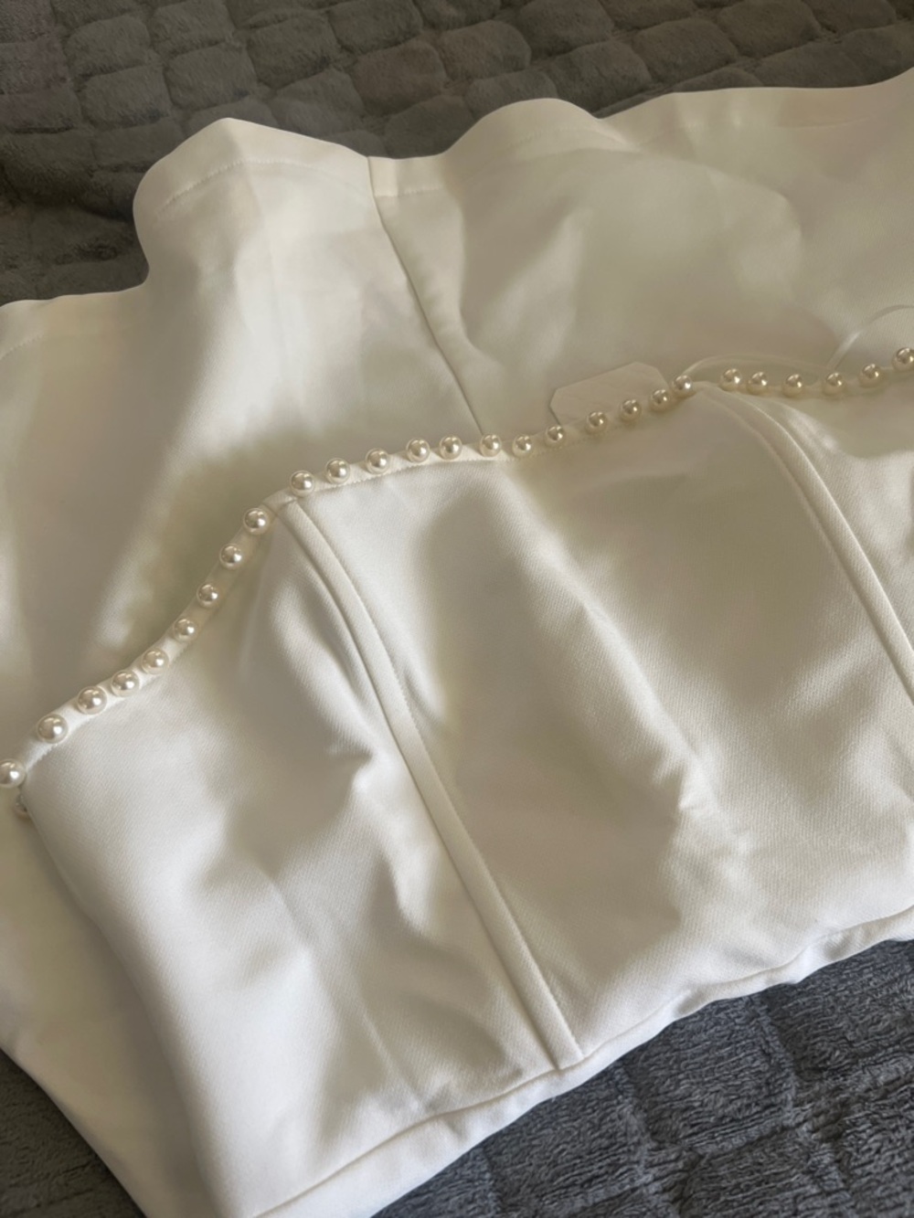 Altar'd State Ivory Pearl-Trim Strapless Bustier